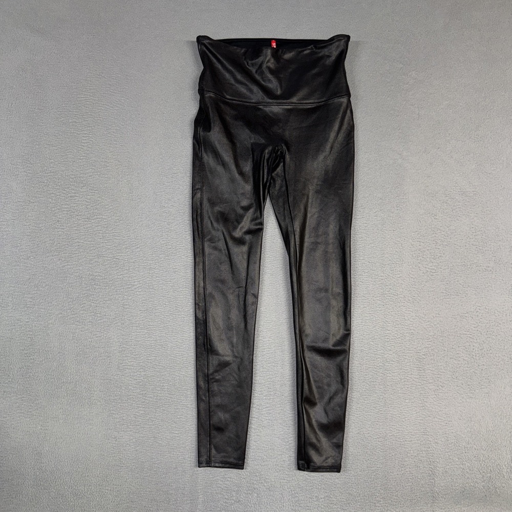 Spanx Pants Womens Large Skinny Ankle Legging Faux Leather Stretch Pull On Nylon